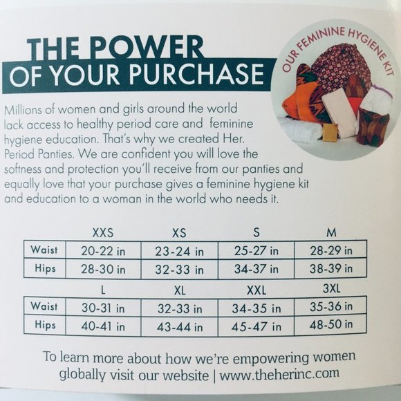 The Her. Inc XL Black Period Panties Maya Machine Washable Women's Underwear - Picture 5 of 16